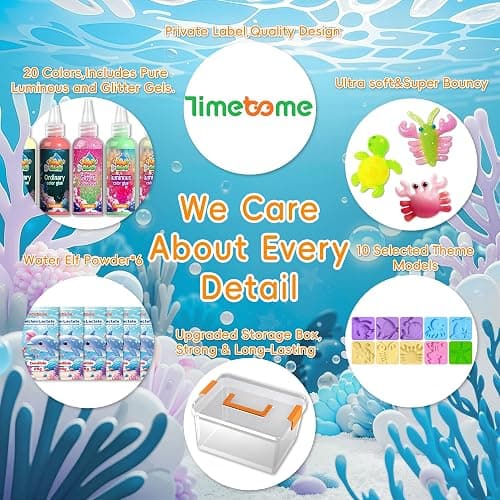 Timetome Magic Water Elf Toy Kit for Kids – 20 Gels (11 Normal + 6 Glow + 3 Glitter) &10 Molds DIY Squishy Maker, Aqua Puffs, Water Toys & Pets, Aqua Fairy Gel Kit, Birthday Gift for Boys & Girls 3+ thumbnail 7