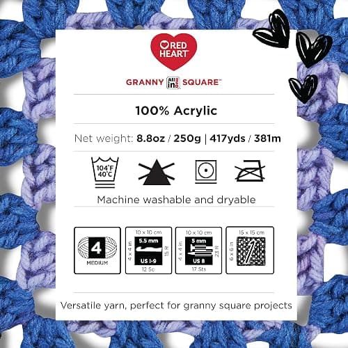 Red Heart All in One Granny Square Black- Cyber Leaf Yarn - 3 Pack of 250g/8.8oz - 100% Acrylic - #4 Worsted (Medium) - 381m/417Yards - for Knitting, Crochet and Amigurumi thumbnail 8