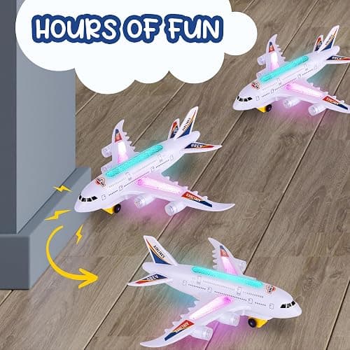 ArtCreativity Light-Up Airplane Toy with Bump & Go Action, Flashing LED Lights & Takeoff Sounds – Kids Airplane Toy with Moving Wheels – Fun Birthday Gift for Boys & Girls Ages 3-8 thumbnail 4