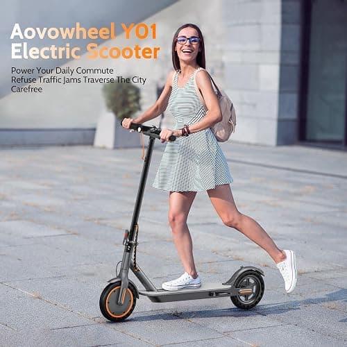 Aovowheel Electric Scooter for Adults, Folding E Scooter with 350W/500W Motor 16/21 Mph Top Speed, Max 19-23 Miles Long Range, 8.5''/10'' Solid Tires Commuting Scooters with Dual Brakes System, APP thumbnail 8