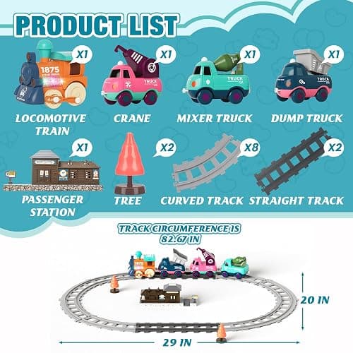MORECOLL Electric Train Set for Toddlers & Kids w/Music, Lights & Tracks - First Choo Choo Train, Magnetic Connection, Birthday Gifts for Boys and Girls thumbnail 2