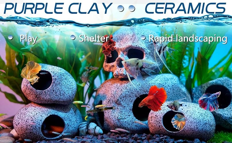 Ameliade Aquarium Decorations Cave Fish Tank Accessories Rock Decor for Shrimp Cichlid Hiding Breeding Small Fish Bowl Hide Decoration Betta Toys Hideout Stones House（Medium） thumbnail 3