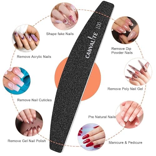 Canvalite 40 PCS Nail File 100/180 Grit Peel and Stick Nail Files Replaceable Emery Boards Reusable Nail File for Acrylic Nails Professional for DIY Salon Use thumbnail 9