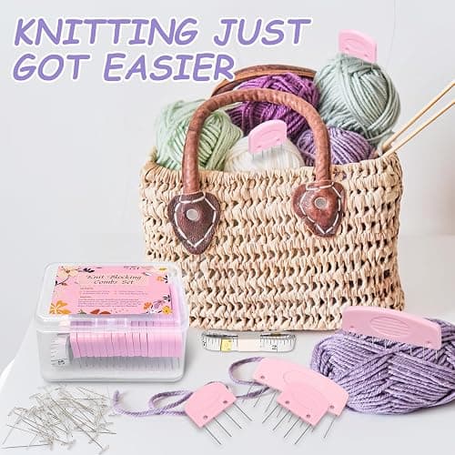 120 Pcs Knit Blocking Combs Pins Kit, 20Pcs Pink Color Knit Blockers Pins Kit, 100 T-pins for Blocking Knitting Crochet, Needlework Projects, Knitting Block Pins Tool for Blocking Mats thumbnail 5