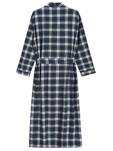 Latuza Men's Cotton Flannel Long Robe Full Length Plaid Bathrobe thumbnail 2