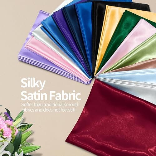 Homiest Burgundy Satin Fabric by The Yard, 5 Yards x 58 Inch Charmeuse Satin Fabric Silky & Shiny Cloth Fabric, Smooth Bridal Satin Fabric for Wedding Dress, Clothing Making, DIY Crafts, Sewing thumbnail 2