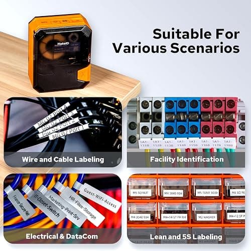 Makeid P31 Industrial Label Maker, Thermal Transfer Label Printer Portable Bluetooth Labeler with 0.71" W x 26.24ft L Label, Wire and Cable Labeling Machine for Job Sites, Fast Creat and Print Label thumbnail 2