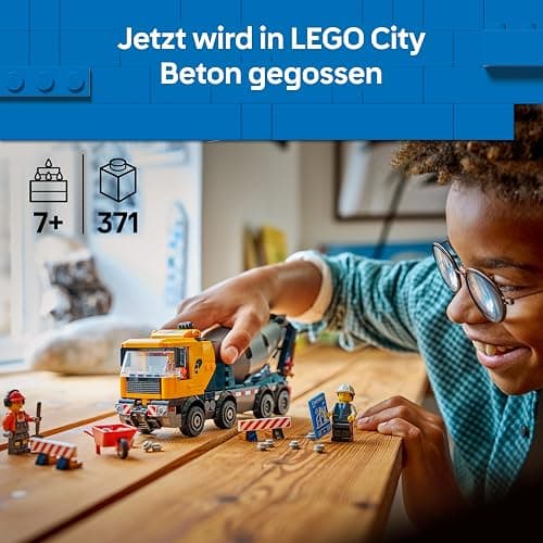 LEGO City Betonmischer - Lehrreiches Baufahrzeug Spielzeug mit 3 Minifiguren, drehbarer Trommel & Ausgießfunktion - Geburtstagsgeschenk für Jungen ab 7 Jahren - 60478 thumbnail 4