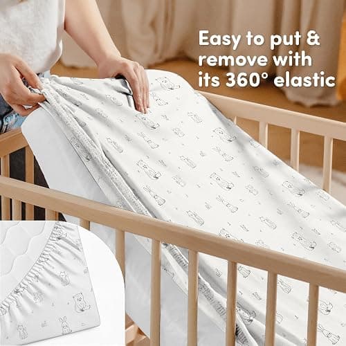 Cotton Crib Sheets 2 Pack – Sweety Fox Mini Fitted Sheets for Baby Boys and Girls, Soft Jersey Knit for Crib or Toddler Bed, Woodland Print thumbnail 6