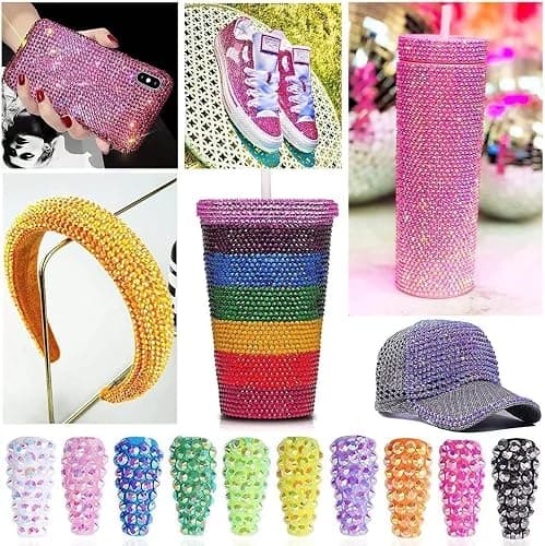Colorful DIY Resin Rhinestone Kit, Resin Jelly Rhinestones For Bedazzling, Multicolor 3mm Flatback Gems For Diamond Art 3Pcs B7000 Jewelry Glue For Bedazzled Nail Art (24 colors) thumbnail 8