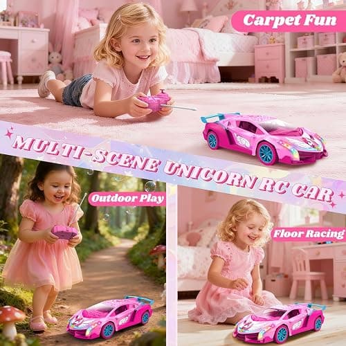 Unicorn RC Car for Girls, Rainbow Glow & Drift Wing Remote Control Car,2.4GHz RC Cars 1:18 Scale,Kids Toys Age 3 4 5 6 7 8 9 10 11 12,Girls Birthday Gifts,Christmas Basket Stuffers for Kids Age 3-12 thumbnail 5