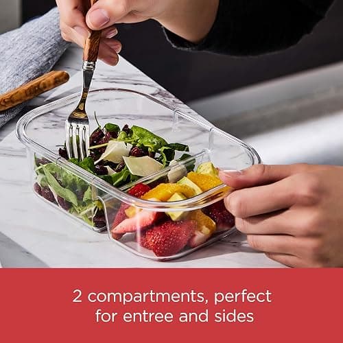 Rubbermaid Brilliance Meal Prep Containers, 2-Compartment Food Storage Containers, 2.85 Cup, 5-Pack, BPA-Free, Clear/Grey thumbnail 6