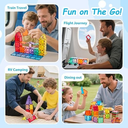 Anbalulu 134PCS Magnetic Building Tiles: Durable STEM Toys with Strong Magnets for Kids, Educational Building Blocks for Group Play Activities | Gift for Boys Girls 3+ thumbnail 4