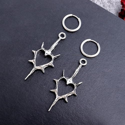 Frigotine Gothic Hoop Dangle Drop Earrings for Women, Trendy Dark Black Y2k Punk Halloween Party Accessories Fashion Jewelry Gift thumbnail 5