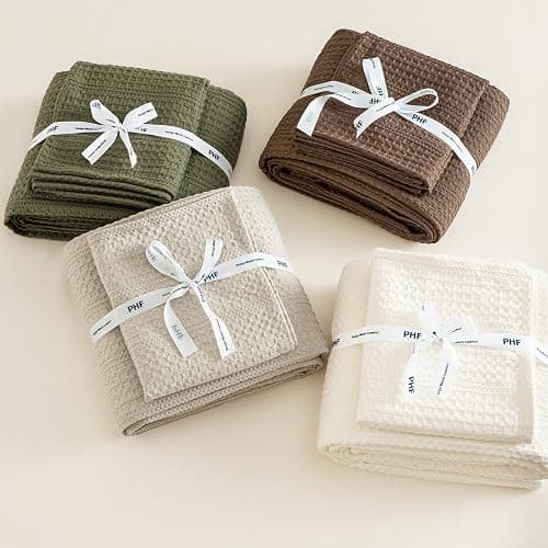 PHF Soft Waffle Duvet Cover Queen Size- Luxury Textured No Snagging Waffle Weave Comforter Duvet Cover(90"x90") with 2 Pillow Shams,3 Pieces Breathable Bedding Set for All Season, Cocoa Brown thumbnail 7