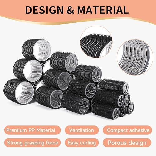 50Piece Hair Rollers set,Self Grip Hair Curlers for Long Medium Short Hair (6 Jumbo + 6 Large + 6 Medium + 6 Small + 1 Storage Bag) and 24Pcs Hair Clips /4-sizes 60 45 36 25mm thumbnail 6