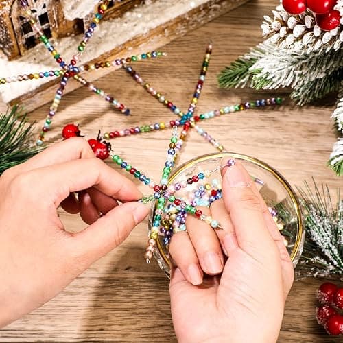 100 Pieces Snowflake Wire Forms Metal Snowflake Bead Wire for Fun Beading Project Christmas DIY Craft Making Supplies Winter Ornament, 3.7/4.3/5.9 Inch thumbnail 3