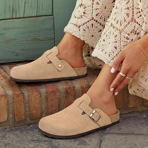 Asgard Genuine Suede Clogs for Women Men Leather Mules Arch Support Potato Shoes with Comfort Cork Footbed thumbnail 2