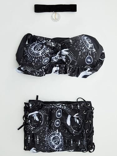MEOWCOS Goth Bikini Swimsuit Witch Bathing Suit Dark Style Star Moon Gothic Swimsuit thumbnail 7