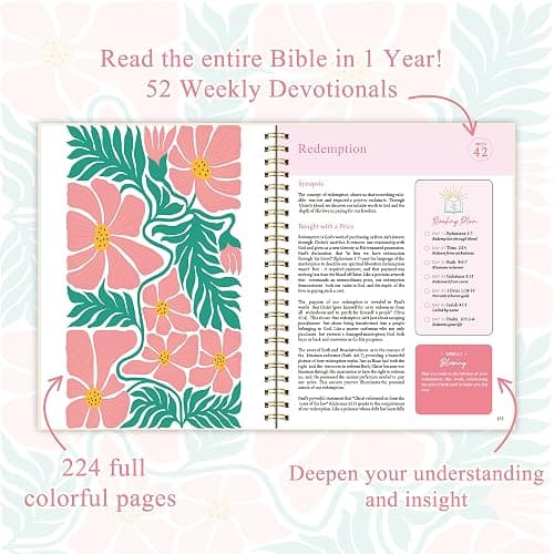 The Bible in a Year: A 52-Week Study Bible Study Guide, Spiral Bible Journal with Thick Paper & Hard Cover for Women | Ideal for Daily Devotions, Group Study, Home/Church thumbnail 4