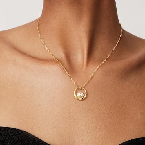 HABIKIP 14K Gold Plated Layered Pearl Necklaces Set for Women, Trendy Layering Stackable Dainty Daisy Pearl Choker Chain Stacked No Tarnish Necklace Stack Fashion Jewelry for Women thumbnail 2