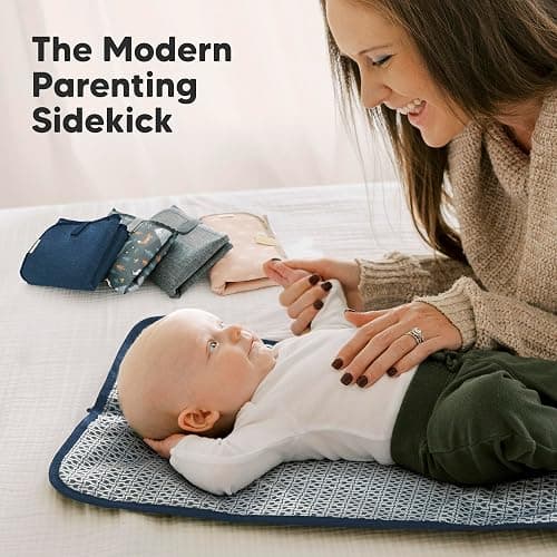 KeaBabies Portable Diaper Changing Pad, Easy Wipe Clean - Foldable Waterproof Baby Changing Mat for Diaper Bag, Compact, Lightweight, 25x13 Newborn, Infant, Baby Changer Travel Essential (Navy Blue) thumbnail 9