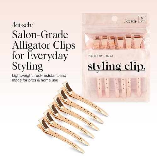 Kitsch Professional Alligator Clips for Hair Styling – 3.5" Aluminum Hair Sectioning Clips for Salon & Makeup Application | Ideal Gifts for Women – Rose Gold, 6 Pcs thumbnail 2