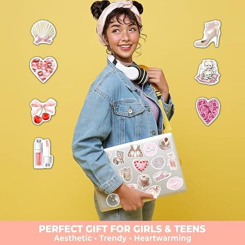 BEATRI 50PCS Coquette Stickers Pack – Cute Pink Aesthetic Vinyl Stickers for Scrapbooking, Journaling, Laptop, Water Bottle, Gifts for Girls & Teens - Coquette Stickers thumbnail 6