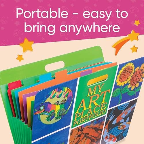 HearthSong My Art Place Expandable Color-Tabbed Portable Art Storage Portfolio with Decorative Frame, 19" x 15¼" thumbnail 7