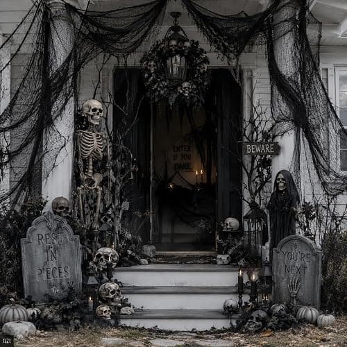 5 Pcs Black Halloween Gauze Creepy Cloth Fabric Tapestry Decor Decorations | 72 x 30 inch Black Halloween Decor, Indoor Outdoor Spooky Halloween Decorations for Home Wall Party Table Yard Haunted House thumbnail 9