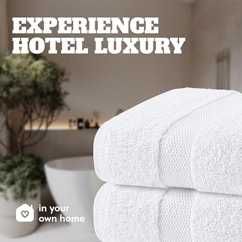 Wealuxe White Bath Towels 24x50 Inch, 6 Pack - Extra Absorbent Cotton Towel Set for Bathroom | White, 24x50 Inch, Cotton, Towel Set, for Bathroom, Hotel, Gym, Spa, 6 Pack thumbnail 7