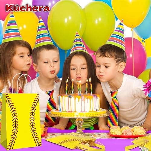 Küchera Softball Gift Bags for Team Girls – 12 Pack Softball Goodie Bags for Birthday, Party Favors, End of Season Gifts, Snack Treat Holders, Kraft Paper Bag with Handles thumbnail 2