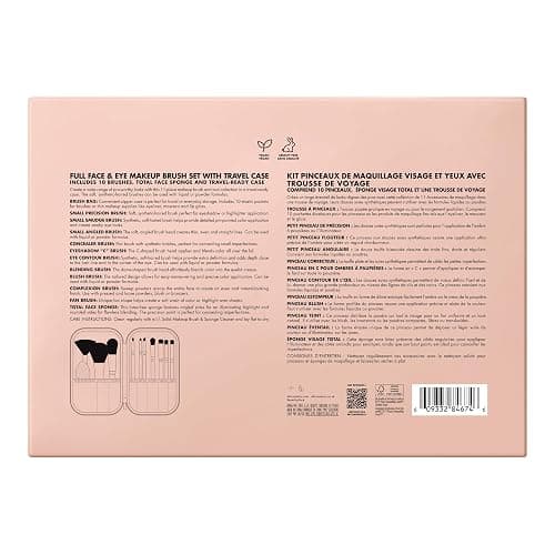 e.l.f. Full Face & Eye Makeup Brush Set with Travel Case, 11 Face & Eye Brushes For Creating A Full Face Makeup Look, Vegan & Cruelty-Free thumbnail 6