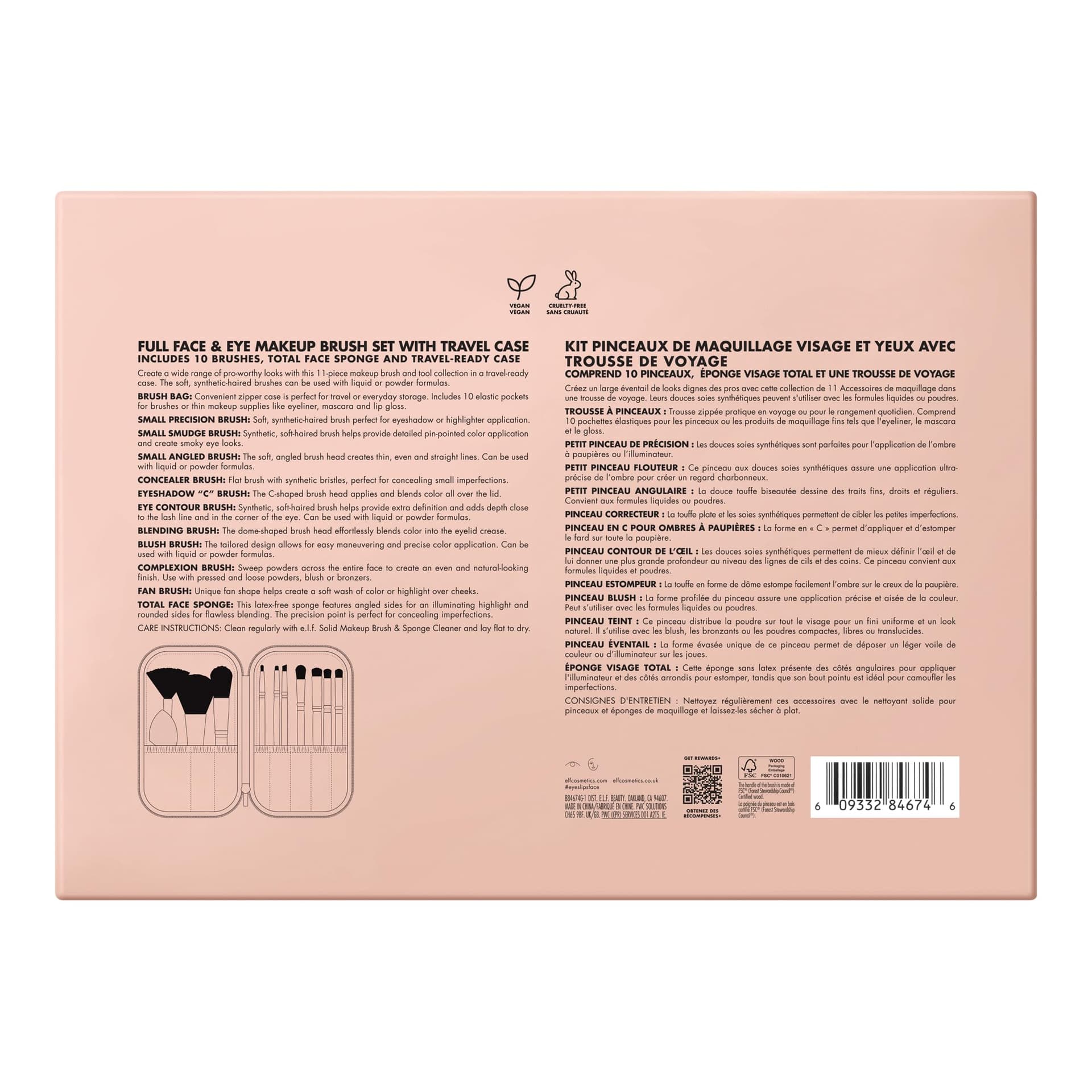 e.l.f. Full Face & Eye Makeup Brush Set, 11 Makeup Brushes For Foundation To Bronzer, Eyeshadow & More, Vegan & Cruelty-Free thumbnail 6