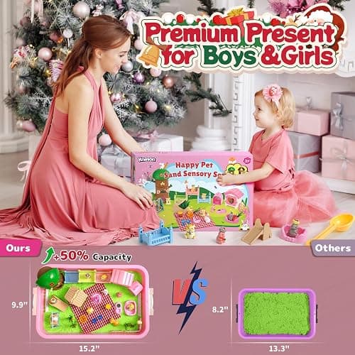 KNASON Rabbit and Hamster Sensory Bin,Play Sand Kit for Girls and Boys with 2.2lbs Sensory Sand and Box,Pet Sandbox Toys Role Pretend Play Beach Toy Birthday Present for Toddler Ages 3 4 5 6 7 8 thumbnail 5