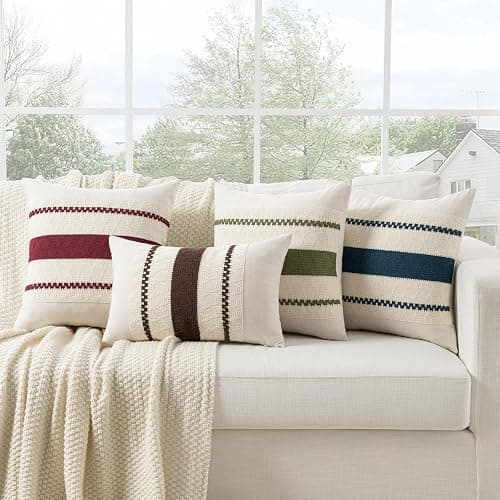 Fancy Homi Set of 1 Boho Olive Green Lumbar Decorative Throw Pillow Cover 12x20 Inch for Couch Bed Sofa Chair, Modern Organic Farmhouse Home Decor, Soft Cotton Cute Accent Rectangle Cushion Case thumbnail 6