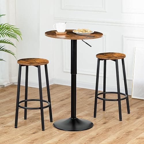 HOOBRO Bar Table, Height-Adjustable Round Pub Table 27-35.4 Inches with Sturdy Base, Modern Style, Easy to Assemble, Suitable for Small Space, Rustic and Black BF58BT01G1 thumbnail 5