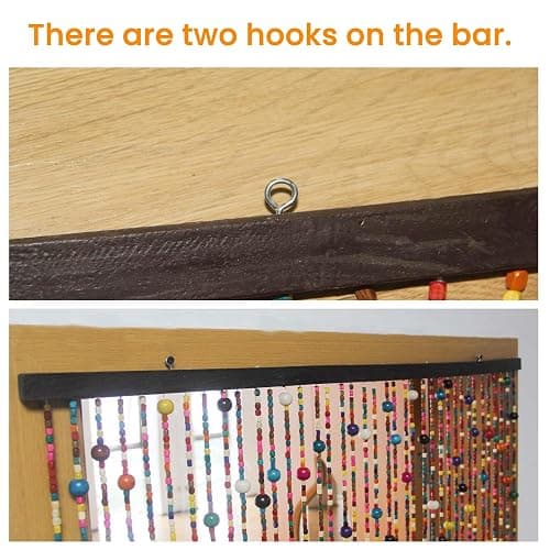 Urmforweilin 38 Strands Colorful Boho Hippie Door Beads Curtain, Hanging Wood Beaded Curtain for Doorways 36 Inches x 79 Inches (Rainbow) thumbnail 4