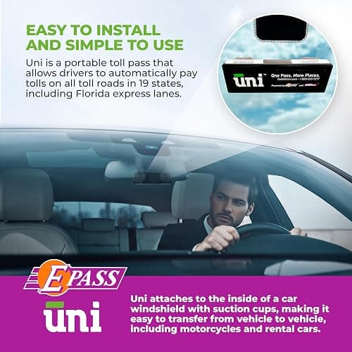 E-PASS Uni Prepaid Portable Toll Pass Works in 19 States Including FL, GA, NC, VA, WV, MD, DE, NJ, NY, PA, MA, RI, NH, ME, OH, IN, IL, KY, and MN – Black thumbnail 3