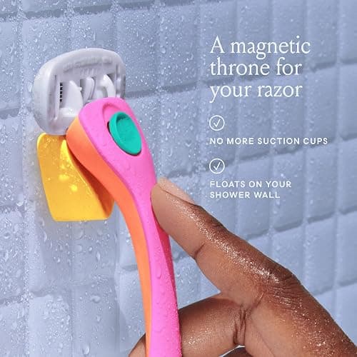 Billie Razors for Women, Malibu - 1 Handle, 4 Refills & Magnetic Holder | 5 blade womens razors for sensitive skin, Surrounded by aloe shave soap, Ergonomic handle, Pivoting head, Magnetic Holder thumbnail 7