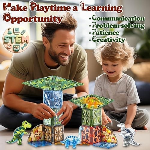 Magnetic Tiles Dinosaur Toys for Kids 3-5 5-7 Magnet Building Blocks Toddler Toy Dinosaurs - 3 Year Old Boy Gift STEM Learning Resources for Kids Ages 3 4 5 6 7 8 Gifts for 4 Year Old Boys thumbnail 5