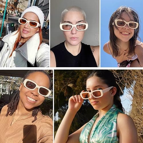 Tskestvy 4 Pieces Retro Vintage Sunglasses Small Square Rectangle 90s Glasses Trendy Y2K for Women Aesthetic Accessories thumbnail 3