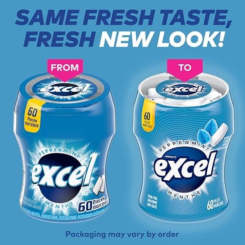 EXCEL White Bubblemint, Teeth Whitening Sugar Free Chewing Gum, 60 Pieces, 6 Bottles thumbnail 11
