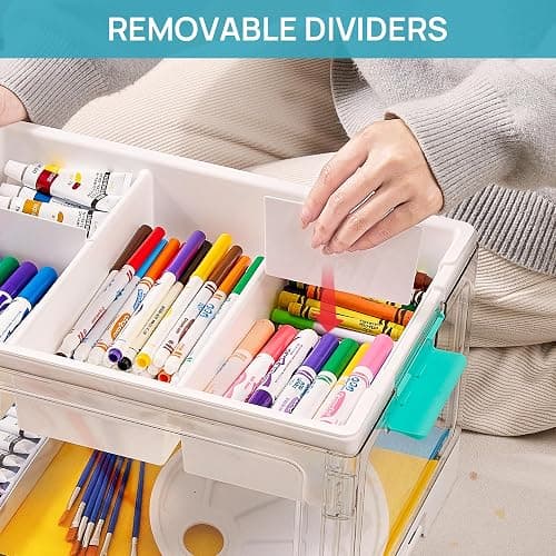 Vtopmart 24 QT Clear Plastic Craft Organizers and Storage Box with Removable Trays and Dividers,Art Supply Organizers and Storage,Ideal Containers for coloring Books,Toys,Craft Supplies,1 Pack thumbnail 6