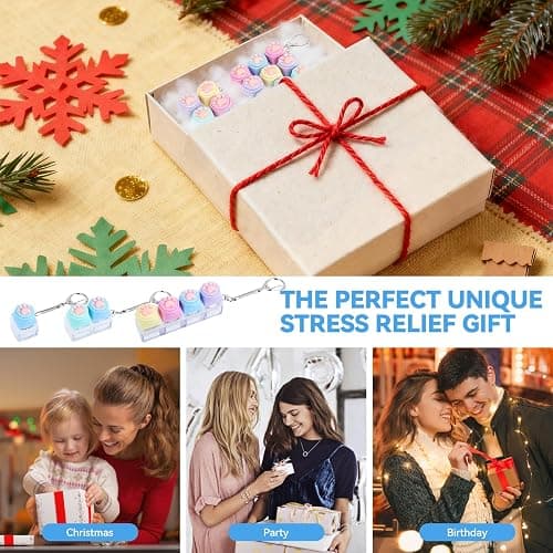 THLUSDY 6Pcs Keyboard Fidget Toy, Cute Keyboard Fidget Keychain, Clicker Fidget Toys Adults Teens for Work, Study, Travel, Ideal Stress Relief Gift thumbnail 5