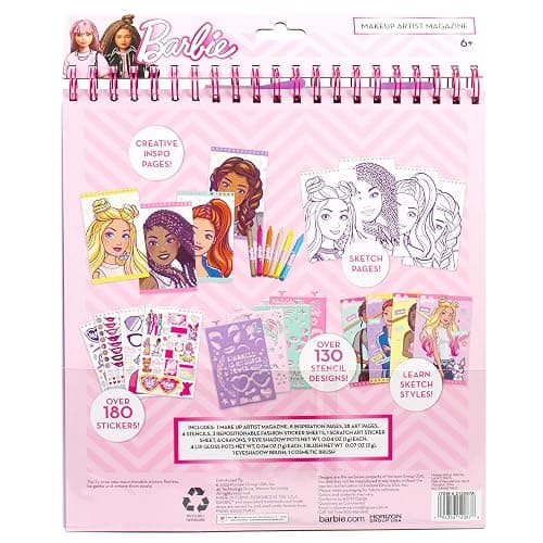 Horizon Group USA Barbie Magazine - Create Hair & Makeup Looks with 130+ Stencils, 180+ Stickers, Crayons & Pretend Makeup thumbnail 7