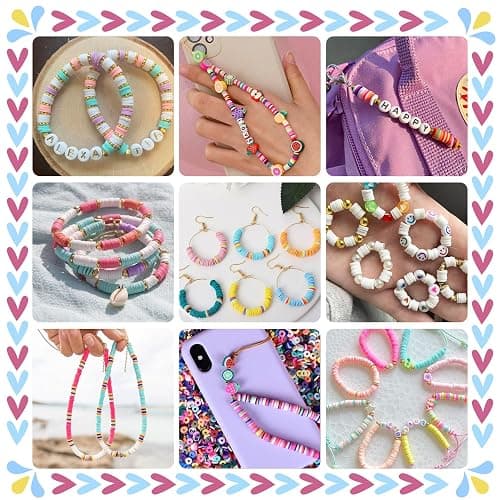 Gionlion 30,000 Pcs Clay Beads Bracelet Making Kit, 168 Colors 8 Boxes Flat Preppy Beads for Friendship Bracelets, Jewelry Kit with Pendant Charms Elastic String Crafts Gift for Kids 6+ thumbnail 6