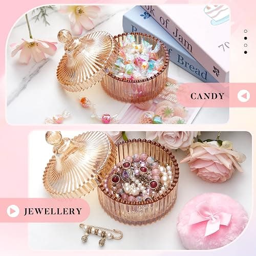 Tioncy 3 Pcs Large Body Powder Puff and Container Valentine's Day gift Powder Container with Puff Crystal Case Soft Washable Reusable Velour Face Body Glitter Wet Dry Makeup(Classic,Amber) thumbnail 6