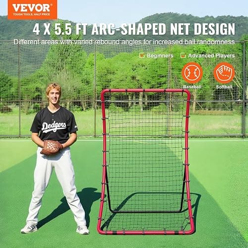 VEVOR Baseball and Softball Rebounder Net, PitchBack Baseball Pitching Net, Volleyball Pitch Return Trainer Rebound Net with Pitching Target, All Angle Fielding Rebound Net for Grounders Pop Flies thumbnail 2