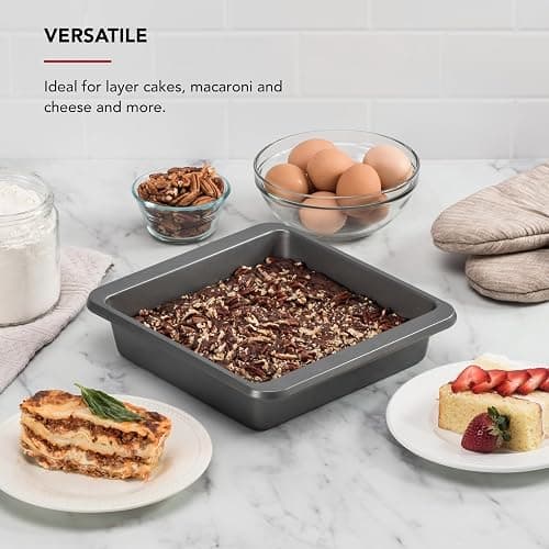 KitchenAid 9in Nonstick Aluminized Steel Square Cake Pan, Contour Silver thumbnail 4